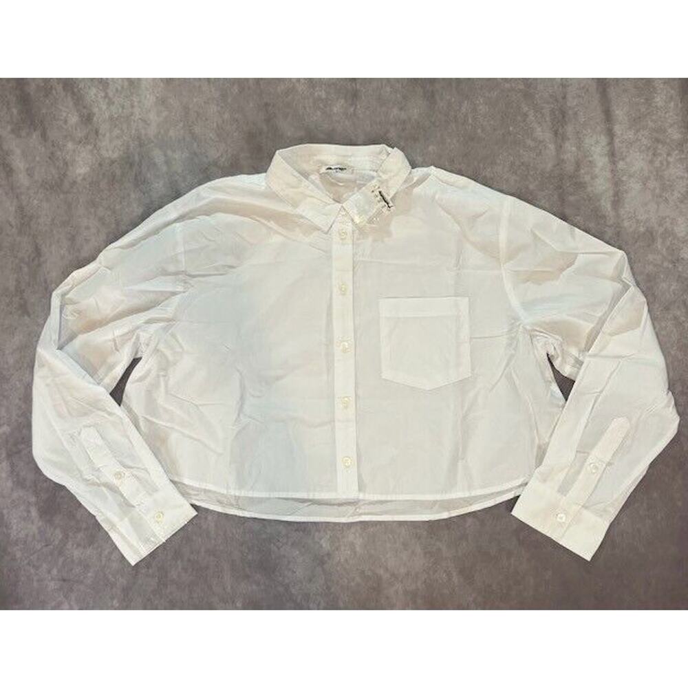 Madewell Womens Ex-Boyfriend Shirt Poplin Supercrop White NJ613 Size XL NEW - Picture 3 of 9
